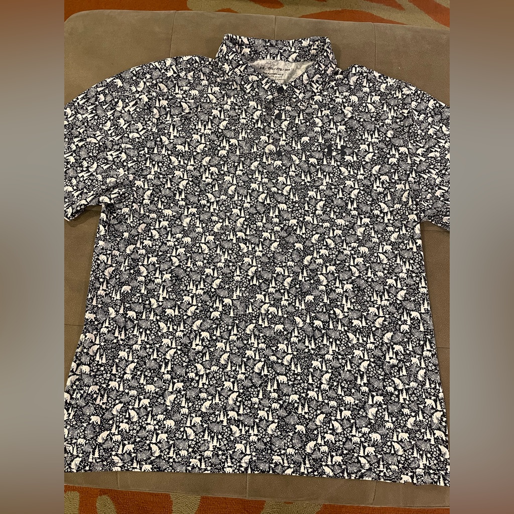 Under Armour Playoff 3.0 Printed Polo Golf Shirt Mens Xxl Aop Bears Navy Blue